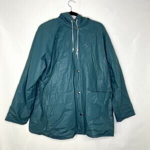 Vintage Sail Harbor Dark Teal Rain Jacket with Flannel Lining Size L